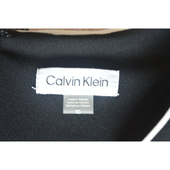 New Calvin Klein Back White Bow Trim V Neck Sheath Dress Women Size 10 Whimsygot - Picture 7 of 9